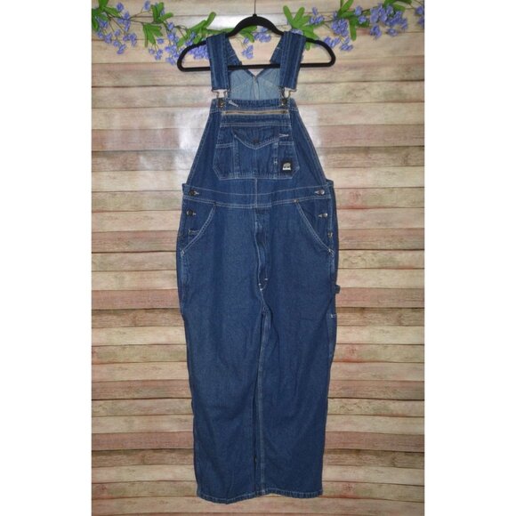 Berne Apparel Bib Overalls Carpenter Style Hammer Hook Men’s Size 40x30 Blue - Picture 1 of 12